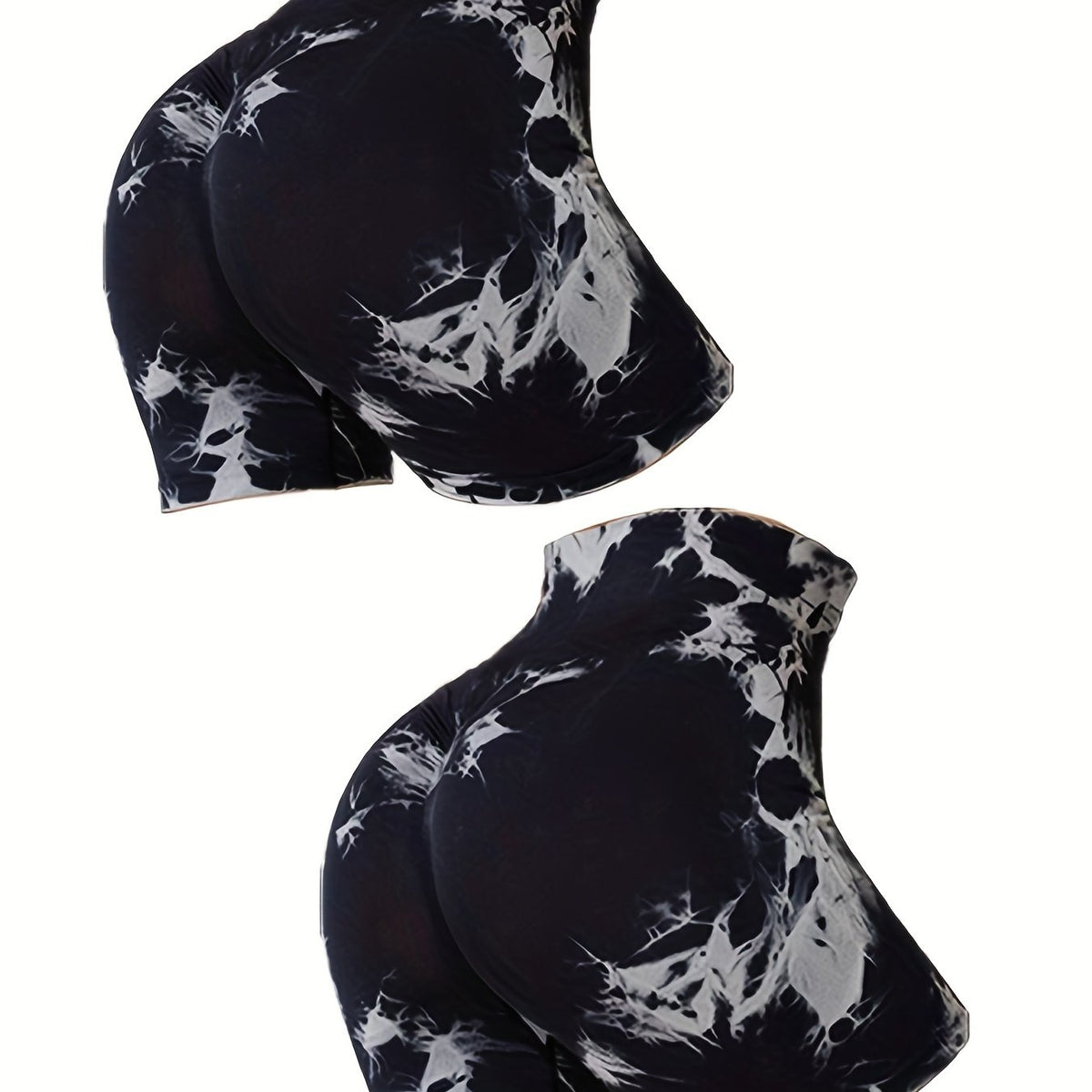 2pcs Tie Dye Yoga Sports Shorts High Waist Training Workout Shorts Women's