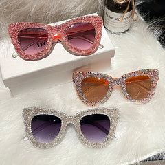 Y2K Rhinestone Cat Eye Sunglasses Bling Sun Shades UV400