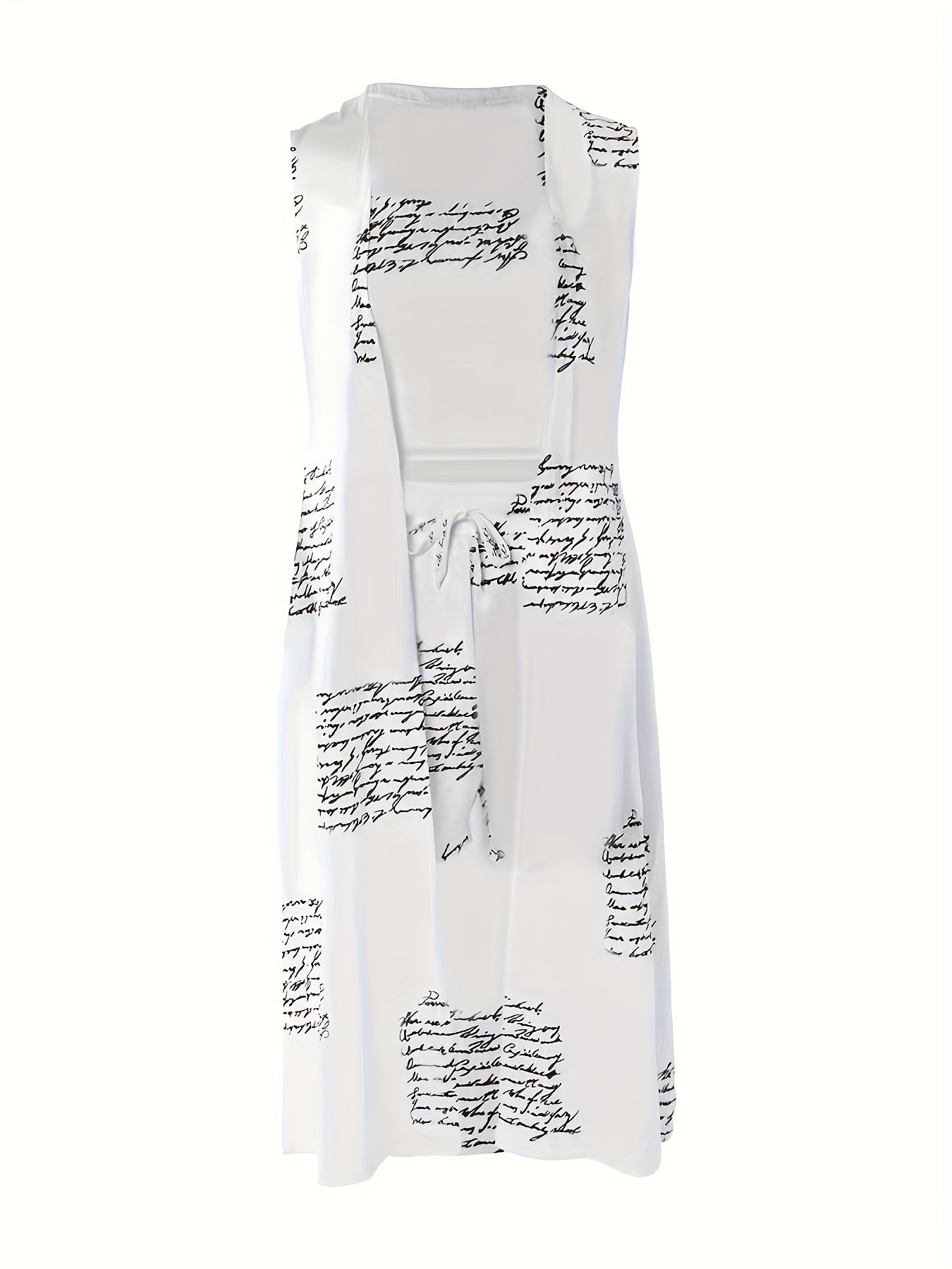 Casual Three-Piece Sleeveless Set with Coat, Top, and Shorts