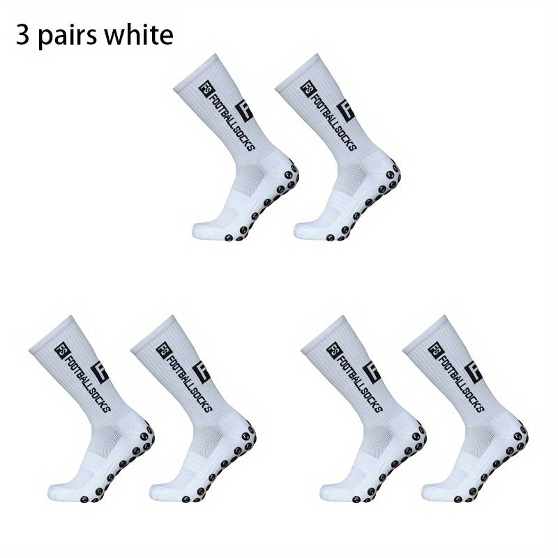 3 Pairs Non slip Silicone Athletic Socks For Football Moisture Wicking