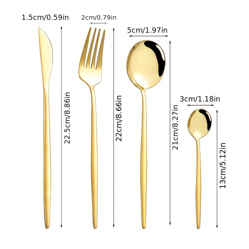 24 Pcs Stainless Steel Portuguese Tableware Set