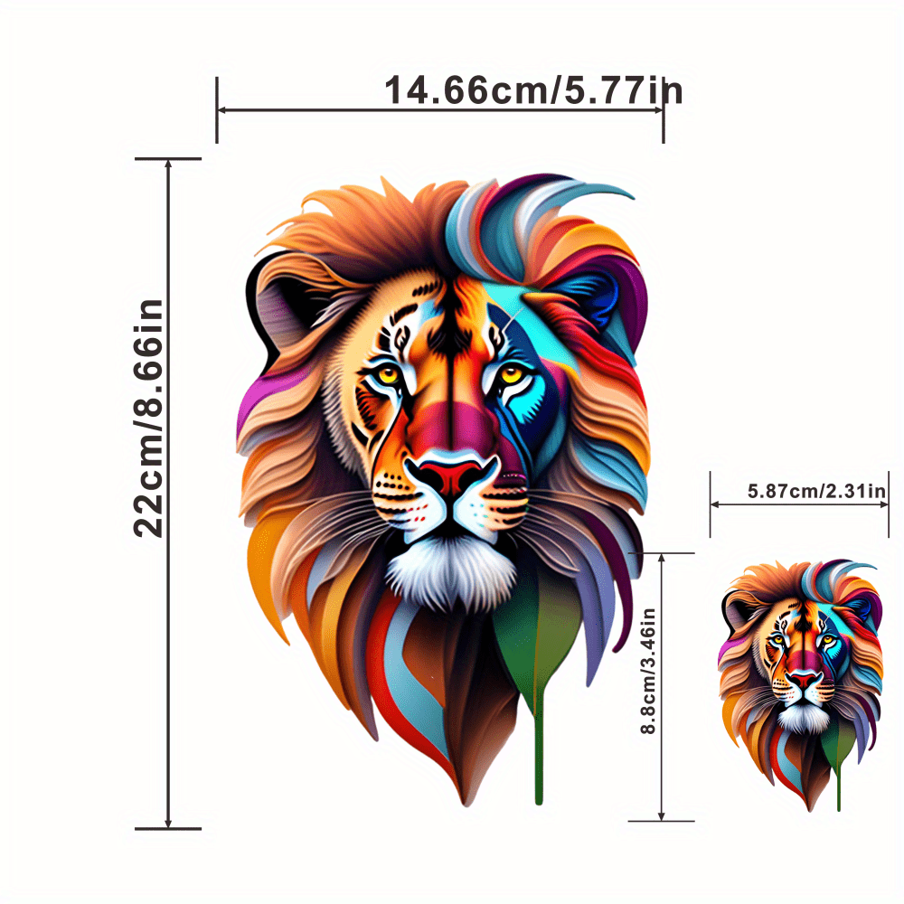 Colorful Lion Head Traveling Retro Decals Transfer Patches Heat Transfer Sticker