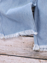 Girls Denim Overalls Halterneck Backless Jumpsuit
