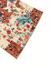  Boho Pants Women's Paisley Floral Print Wide Leg Trousers