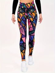 Geometric Print Yoga Pants Slim Fit High Waist Leggings