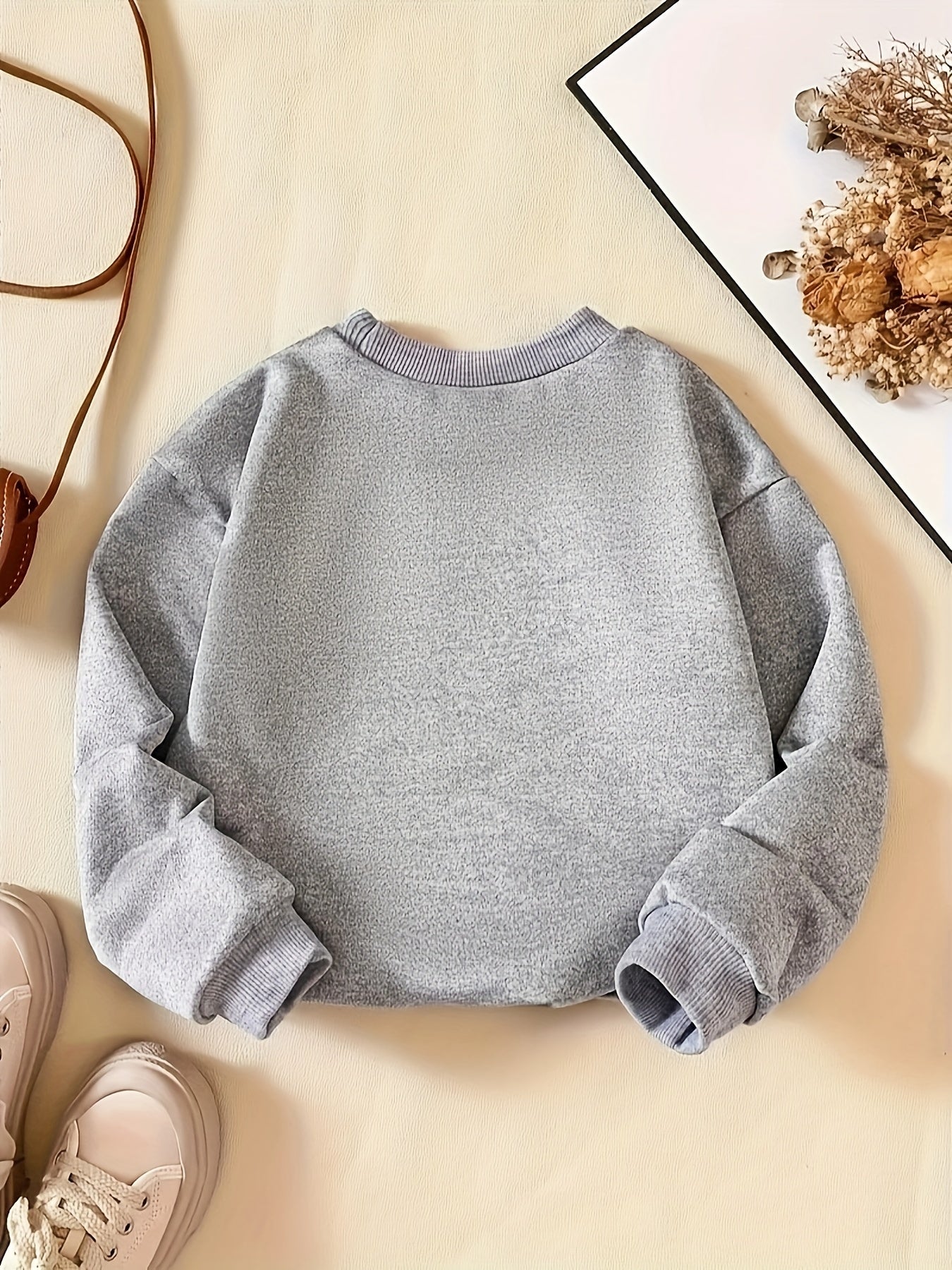 Girls Crazy Grandpa Print Round Neck Sweatshirt Pullovers