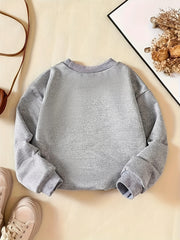 Girls Crazy Grandpa Print Round Neck Sweatshirt Pullovers