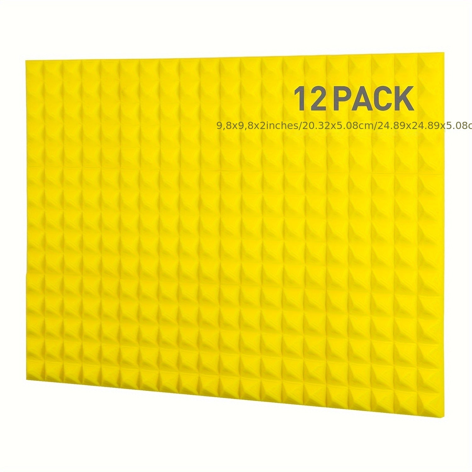 12pcs Yellow Sound Absorbing Cotton High Density Pyramid Insulation Fireproof