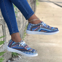 Women's Tribal Style Canvas Shoes Round Toe Lace Up Slip On Shoes