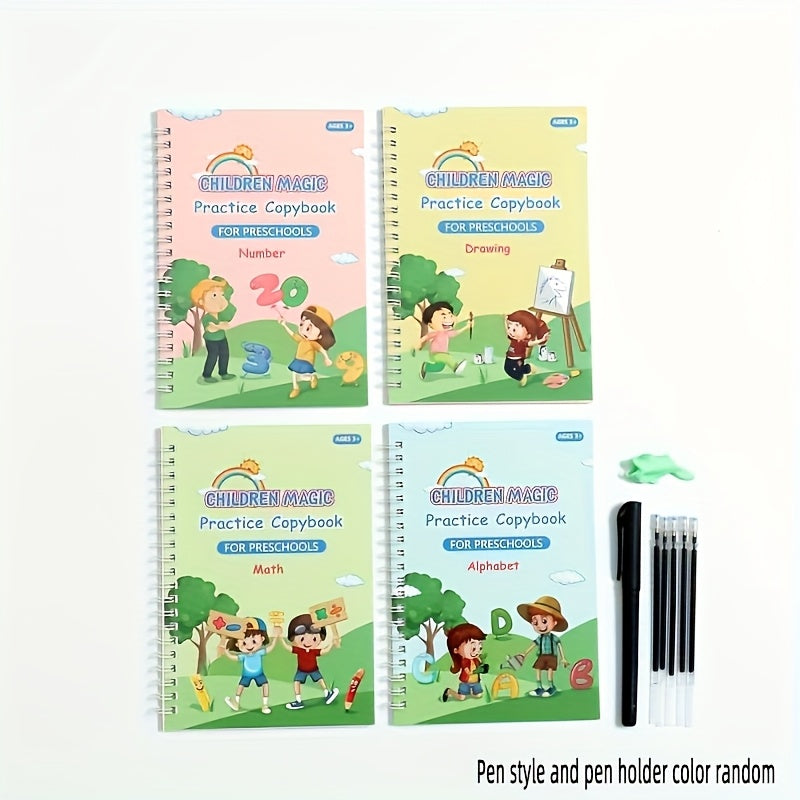 Handwriting Practice Set: 4 Books, Pen, Refills, Holder
