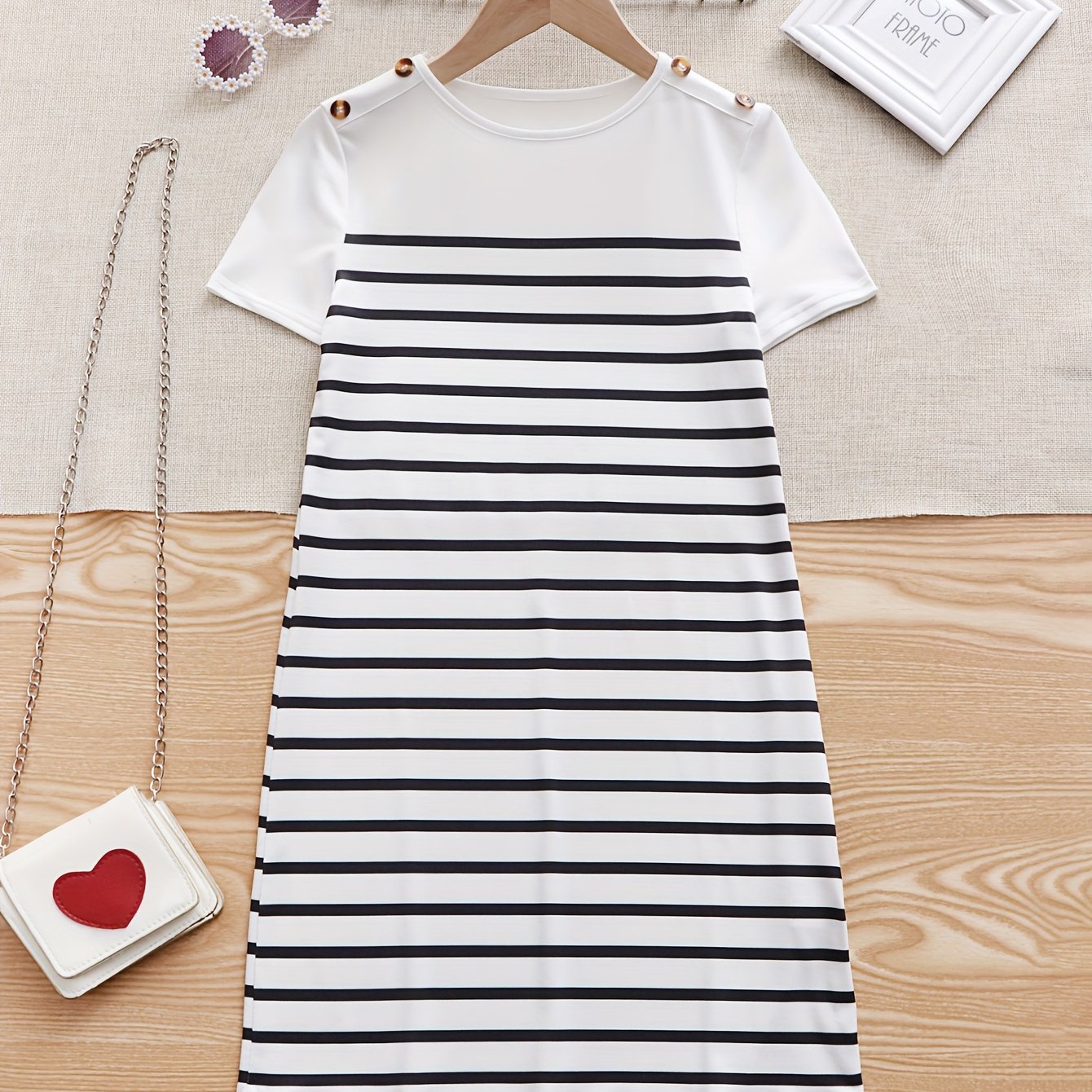 Girls Casual Stripped Short Sleeve Dress