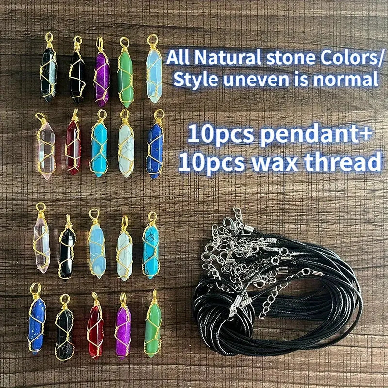 20pcs Hexagonal Crystal Pendant Charms for DIY Jewelry Making