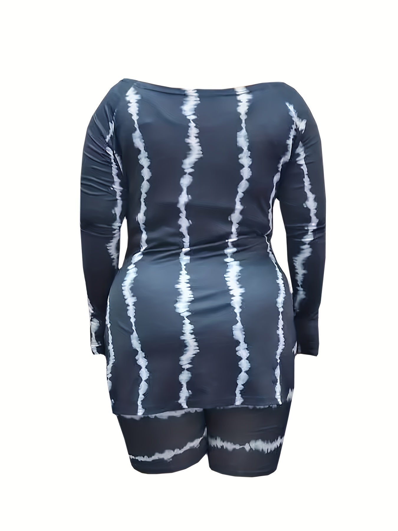  Tie Dye Striped Long Sleeve Top & Shorts Set