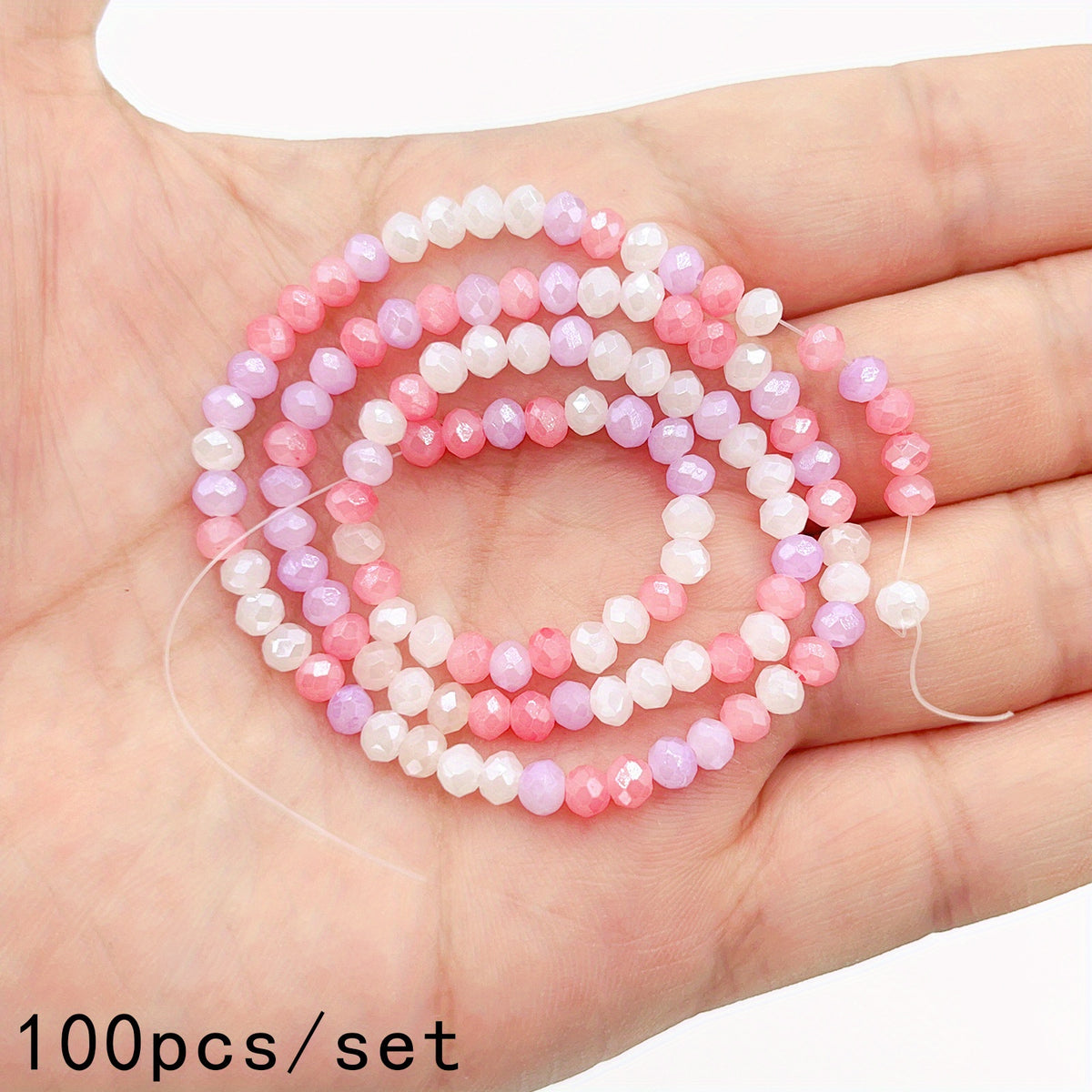 100pcs 4mm Pink & Mixed Faceted Glass Beads - DIY Jewelry Spacer Beads