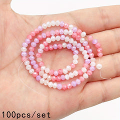 100pcs 4mm Pink & Mixed Faceted Glass Beads - DIY Jewelry Spacer Beads