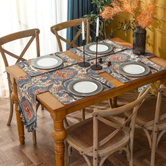 Ethnic Table Runner Floral Jacquard Tassel Dining Runners