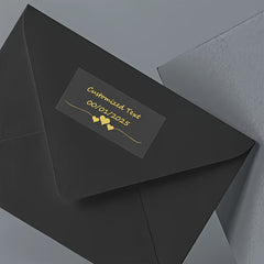 Custom Golden Transparent Heart Stickers - 40x30mm - Wedding Labels
