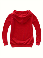 Girl Print Cotton Pullover Hooded Sweatshirt