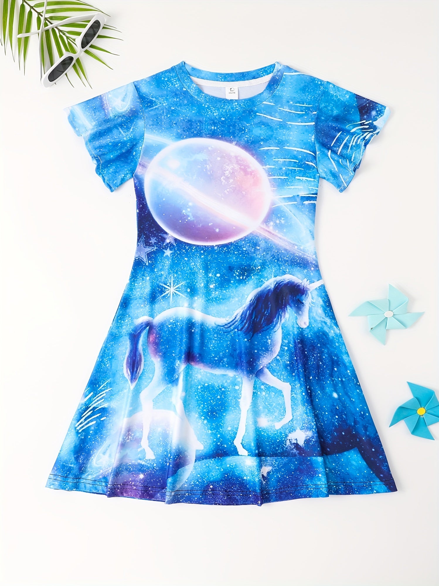 Summer Girls 3D Print Dresses Kids Party Princess Dress