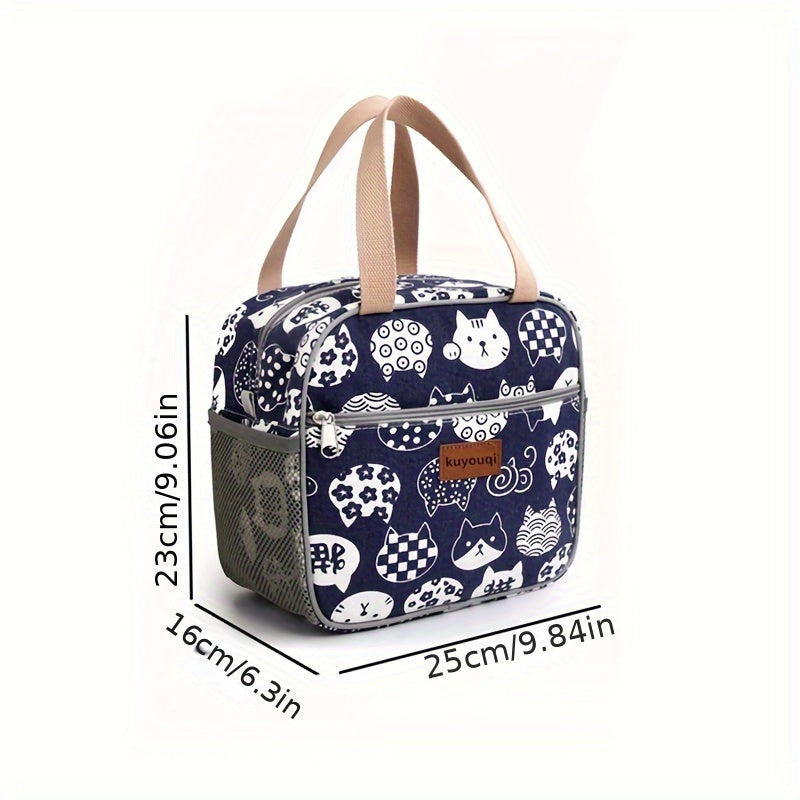 Animal Print Lunch Bag with PVC Lining & Dual Handles