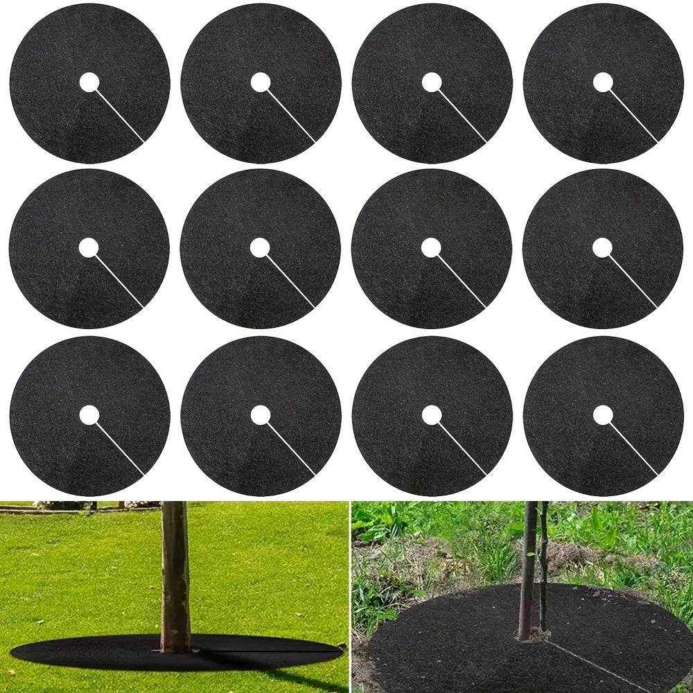 12pcs Reusable Tree Protection Mat Anti Grass Cover for Weed Control