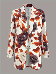  Casual Floral Blazer Long Sleeve Shawl Collar