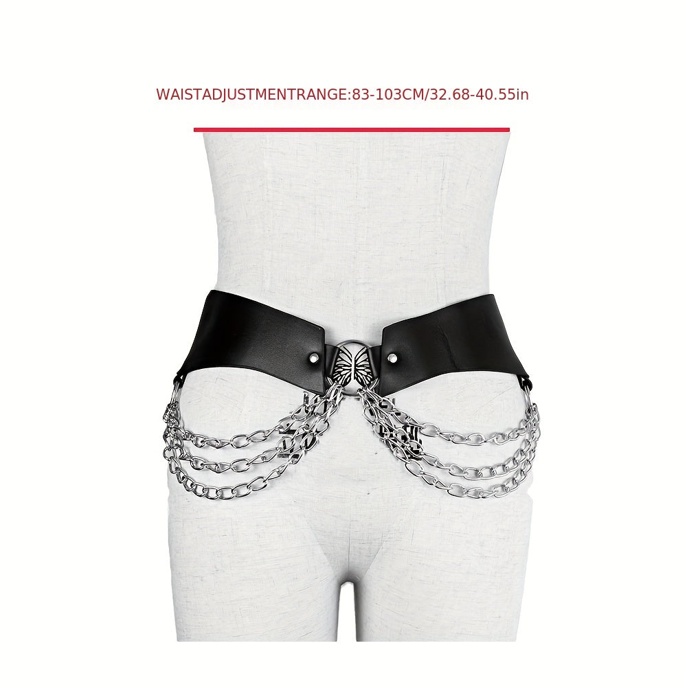 Punk Metal Chain Tassel Belt Gothic O Ring Waist Belt