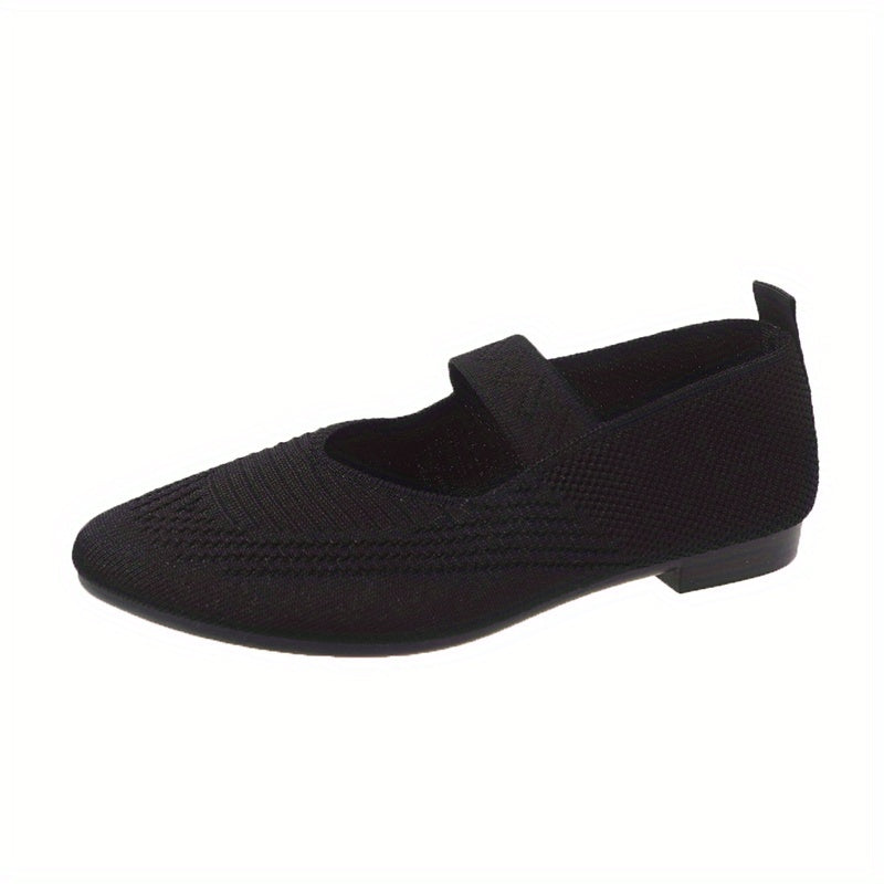 Women's Knitted Slip On Mary Jane Soft Sole Walking Flats