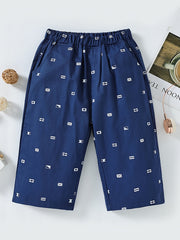 Boys Geometric Pattern Shorts Loose Fit Casual Summer Kids Clothes
