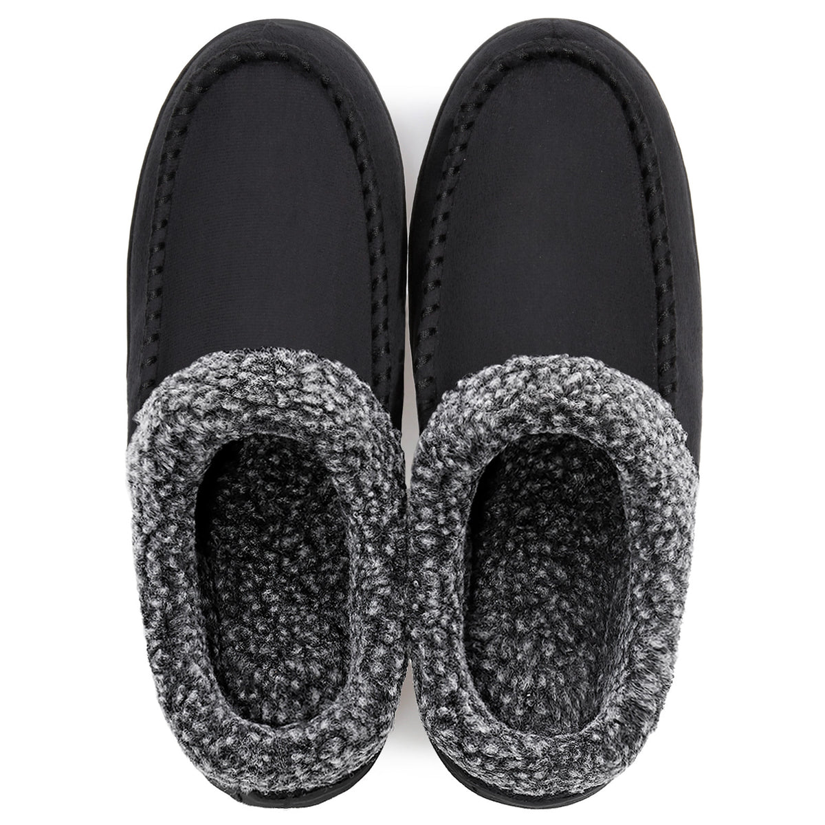 Men's Cozy Plush Lined House Shoes Anti-Skid Slip-On Indoor Bedroom Slippers