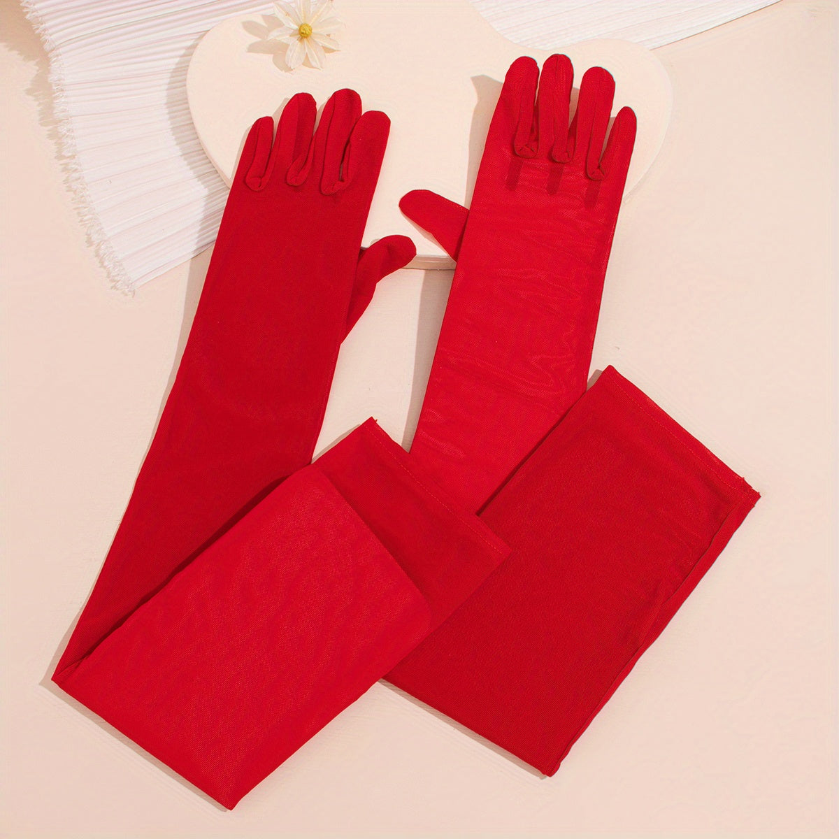Mesh Breathable Long Gloves, Women's Dress Gloves for Party Prom Wedding