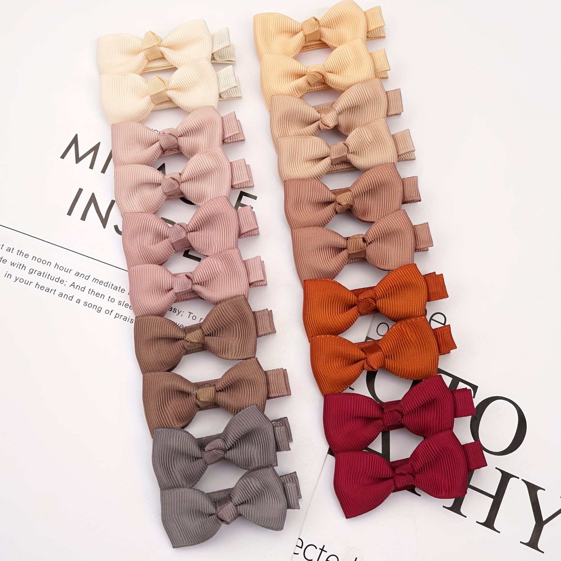 10 Pairs Mini Hair Bowknot Clips Ribbon Barrettes Hair Accessories for Girls