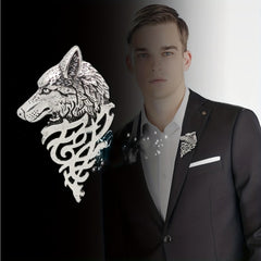 Men's Wolf Head Brooch Suit Pin for Party Clothing Bag