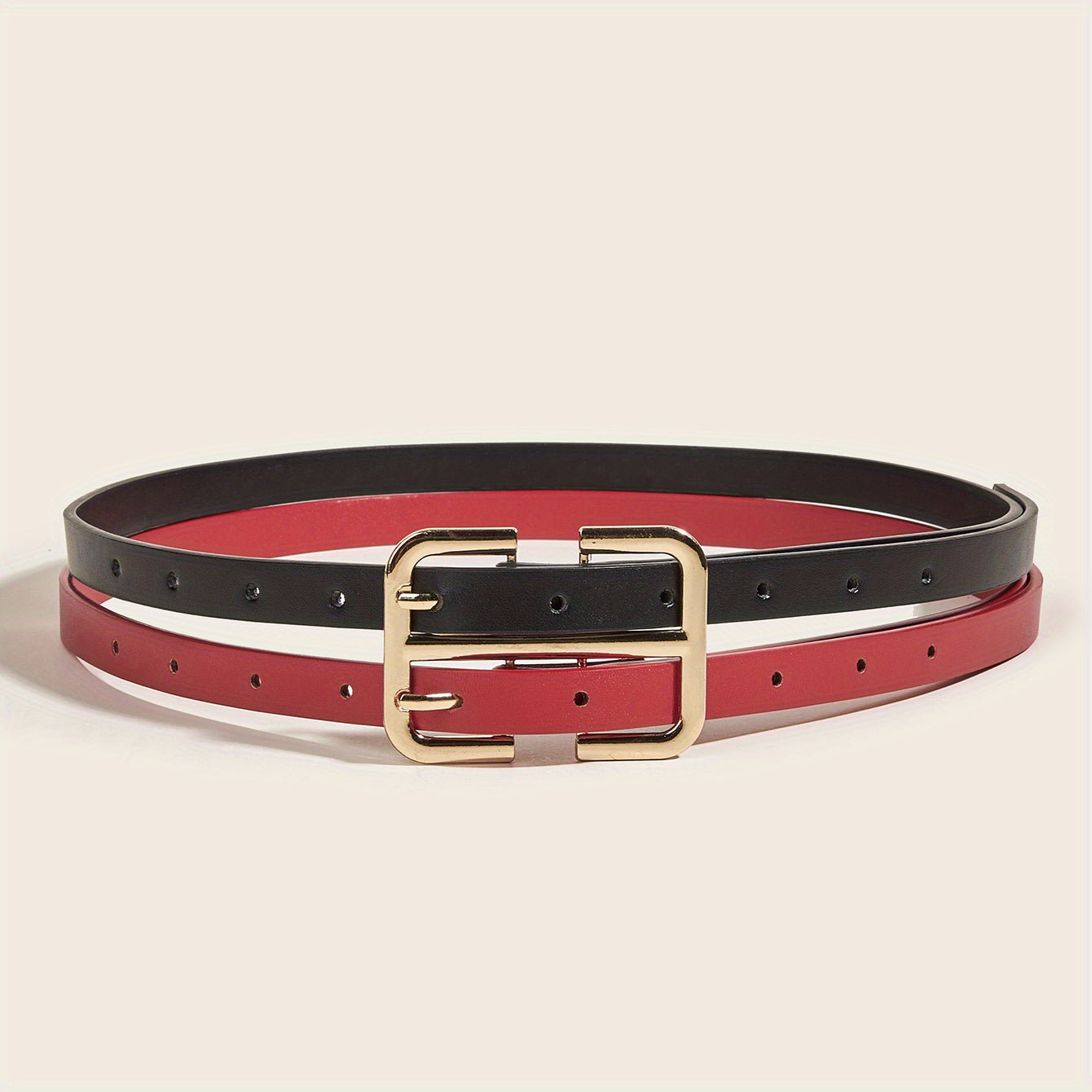 Double Layer Thin Belt Decorative Waistband for Women