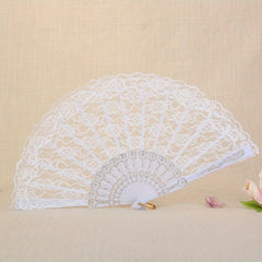 Lace Folding Fan Vintage Handheld Fan Women Girls Hollow Lace Folding Fan