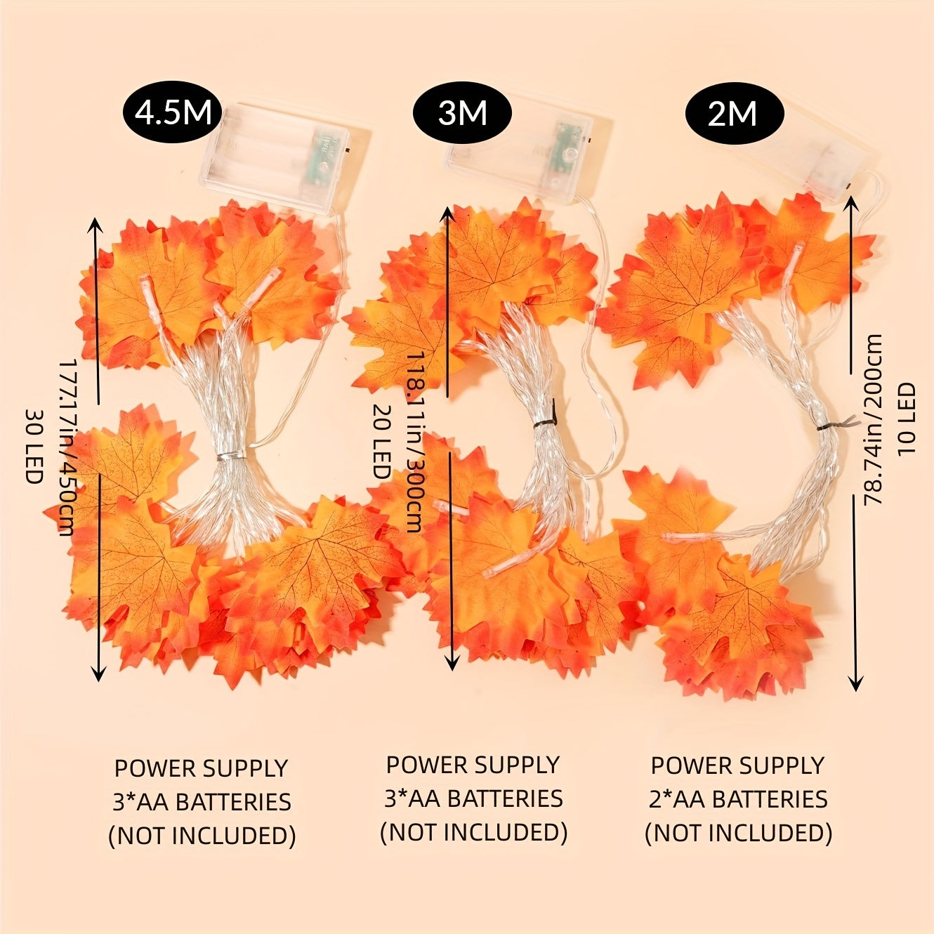 Red Maple Leaf String Lights Hanging Decoration 2m