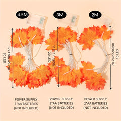 Red Maple Leaf String Lights Hanging Decoration 2m
