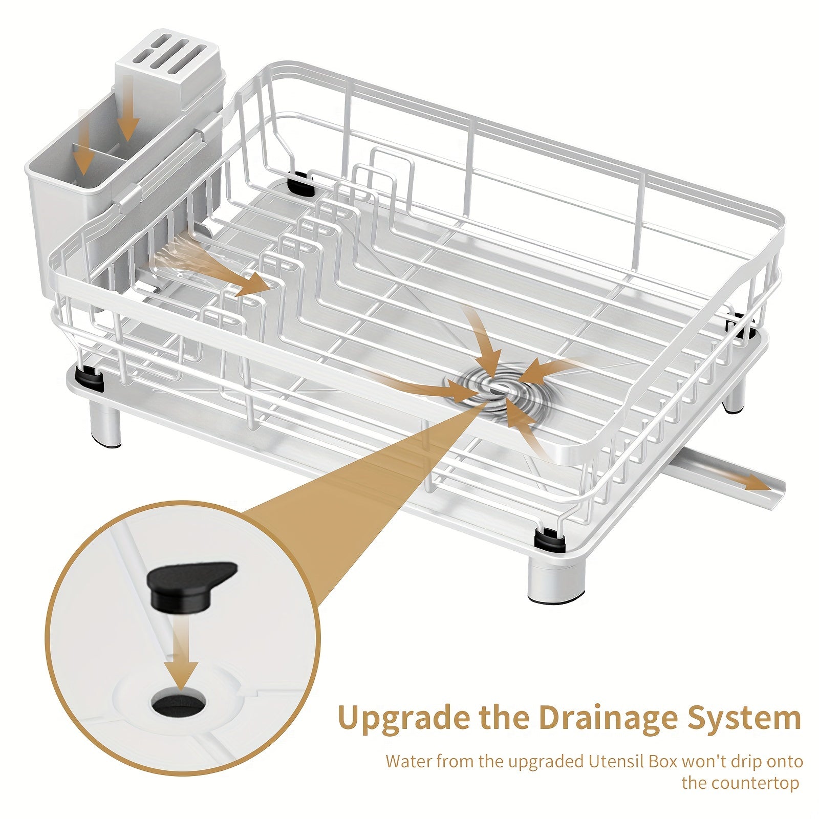 2 Tier Dish Drying Rack with DrainBoard - Large Kitchen Counter Dish Drainer