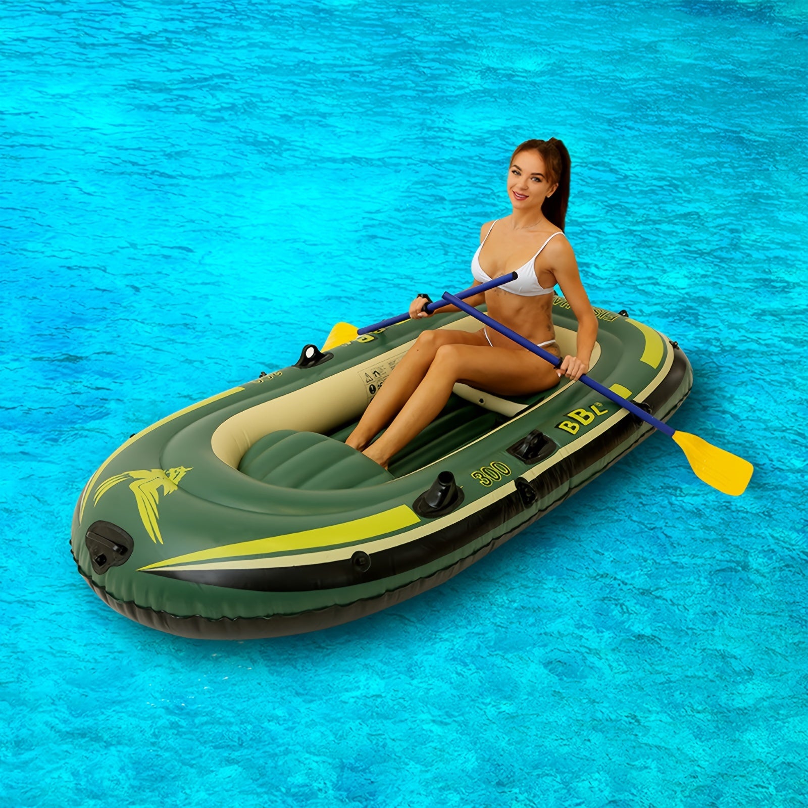 3-Person Inflatable Fishing Kayak with Hard Bottom