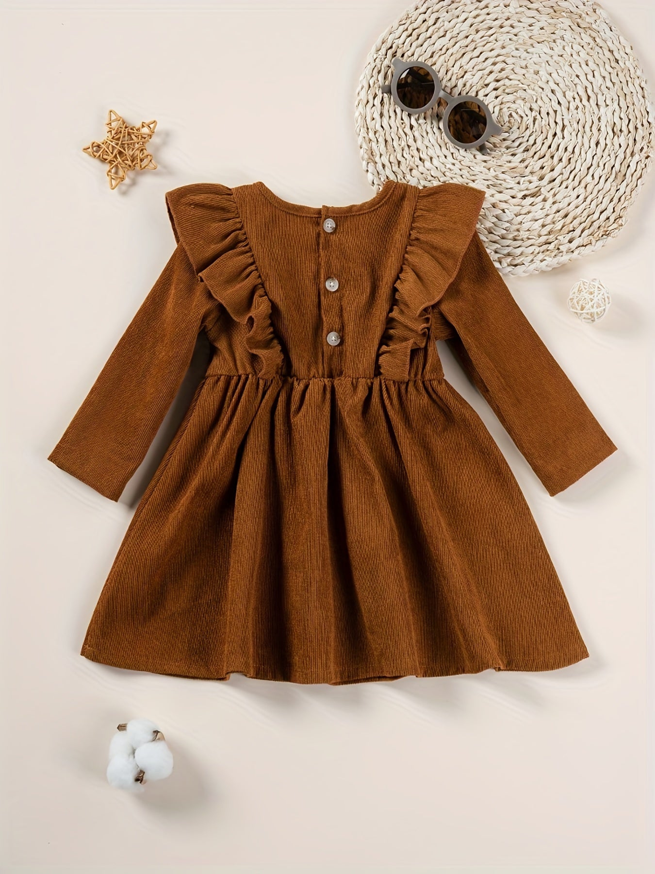 Baby Girls Ruffle Sleeve Princess Dresses Spring Autumn 1-5Y