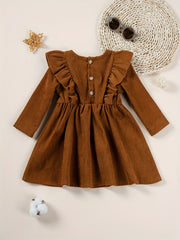 Baby Girls Ruffle Sleeve Princess Dresses Spring Autumn 1-5Y