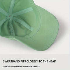 Letter Patch Baseball Cap Mint Green Lightweight Casual Sun Hat