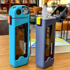 350ml Leakproof Square Water Cup with Straw for Outdoor Travel