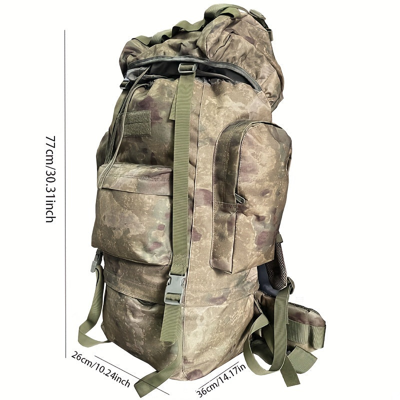 80L Camouflage Camping Backpack Waterproof Lightweight Breathable Canvas Bag