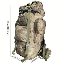 80L Camouflage Camping Backpack Waterproof Lightweight Breathable Canvas Bag