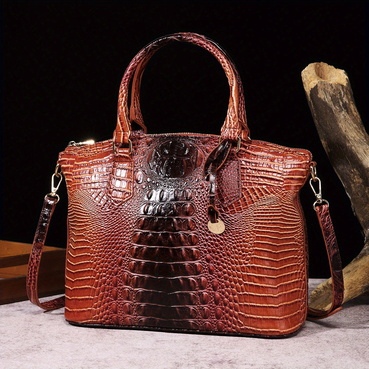 Crocodile Pattern Tote Bag PU Leather Shoulder Bag