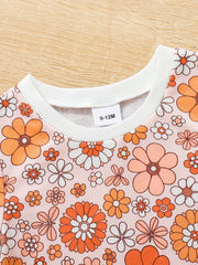 Autumn Baby Daisy Graphic Sweatshirt Set