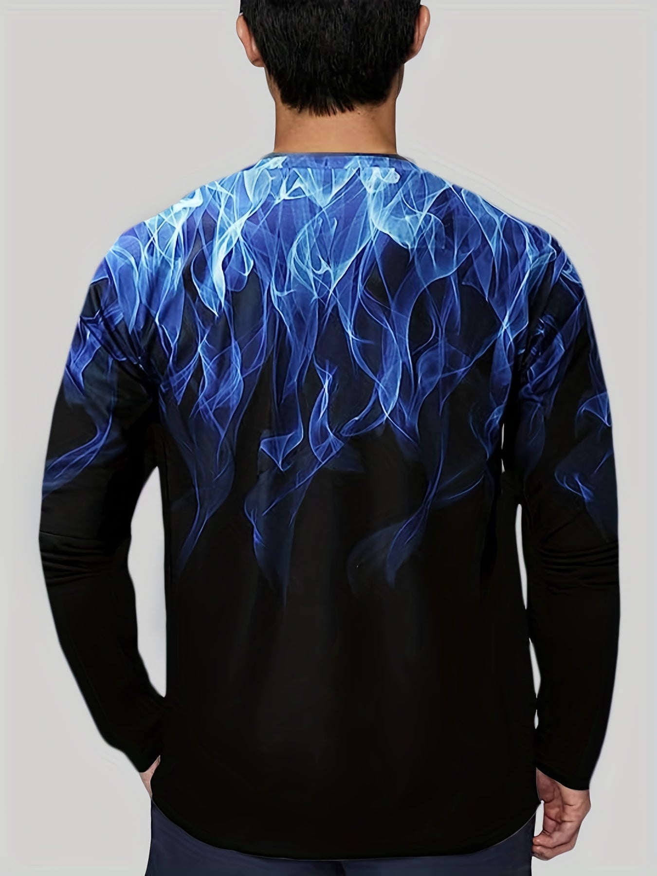 3D Fire Print Men's Graphic Long Sleeves T shirt