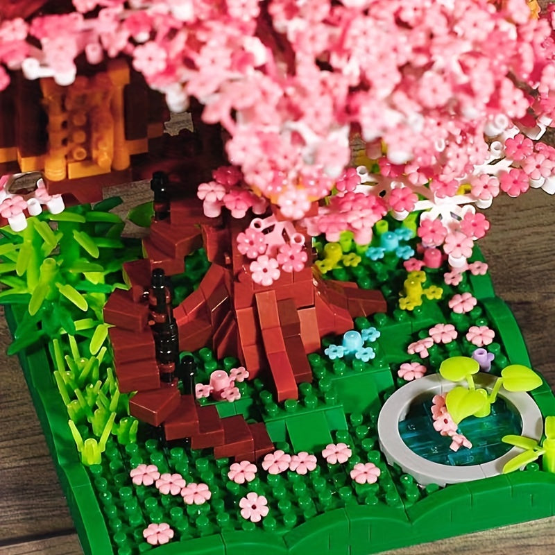 Mini Cherry Bonsai Tree Building Set - Mini Blocks Sakura Tree House Kit