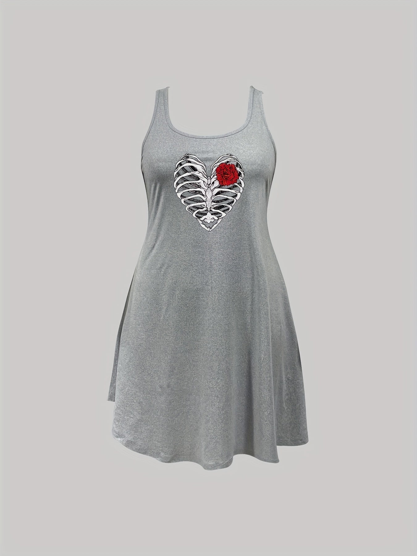  Halloween Skeleton Print Tank Sleep Dress